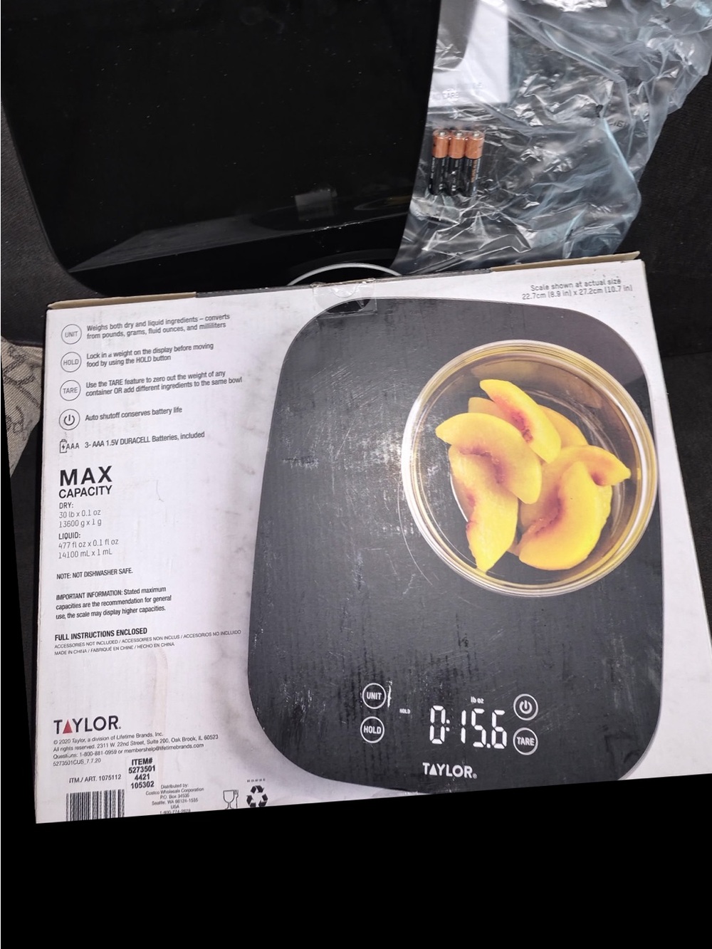 Taylor Black Digital Kitchen Scale with LED Display